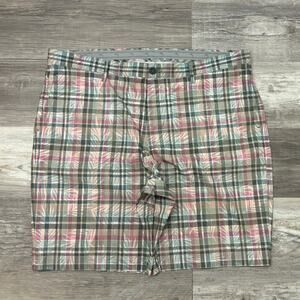 Tommy Bahama Cabo Verde Plaid Dark Fern Pink Mens‎ 42 Performance Chino Shorts